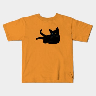 Mysterious Black Cat - Unique Graphic Design Kids T-Shirt